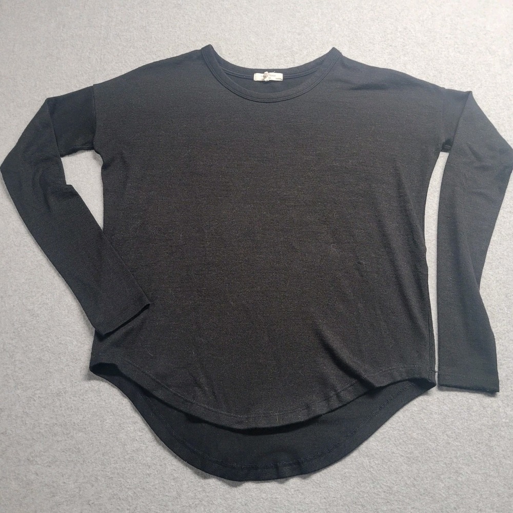Rag & Bone Black Heather Long Sleeve High‎ Low Knit Top XXS Charcoal Rayon Blend
